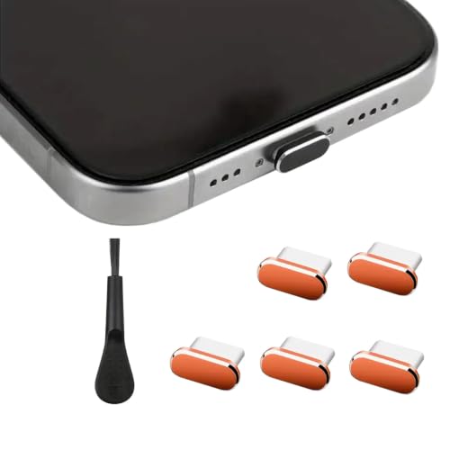 USB C Dust Plug, Type C Anti Dust Plug Cover Charging Port Protector Cap with Cleaning Brush for iPhone 17 Pro Max Samsung Galaxy S26/S25/S24 All USB C Devices - Orange - color: Orange