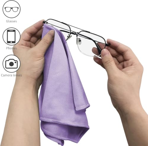 Puomue 6 Pack Microfiber Glass Cleaning Cloth, 16 Inch X 16 Inch, Lint Free Quickly Clean Window, Glasses, Windshields, Mirrors, and Stainless Steel, Purple - color: Purple