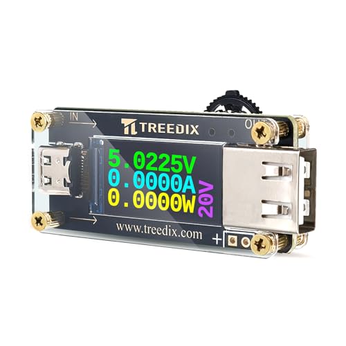 Treedix USB Tester USB Type C to Type A QC PD3.0 Trigger Module with LCD Screen Type-C Female Interface 5V 9V 12V 15V 20V 5A Adjustable Voltage Current Power Supply，PD2.0/PD3.0,QC2.0/QC3.0,BC1.2 - style: USB Type C to Type A