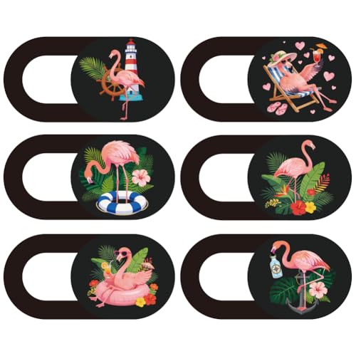 6Pcs 6 Styles Flamingo Camera Cover Slide Sticker 0.04 Inch Privacy Guard Accessories, Computer Camera Cover Cute Protector Blocker for Desktop Loptop Tablet Notebook Mini PC Office Use - color: Flamingo
