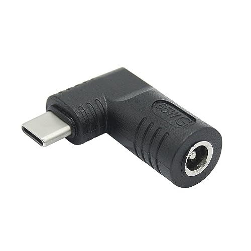 Right Angle DC 5521 to USB C Connector Adapter, 90 Degree PD 65W DC 5.5mm x 2.1mm to USB Type C Male Plug Power Charge Adapter for Laptop, Phone - Black - style: DC 5521 to USB Type c