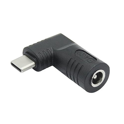 Right Angle DC 5521 to USB C Connector Adapter, 90 Degree PD 65W DC 5.5mm x 2.1mm to USB Type C Male Plug Power Charge Adapter for Laptop, Phone - Black - style: DC 5521 to USB Type c