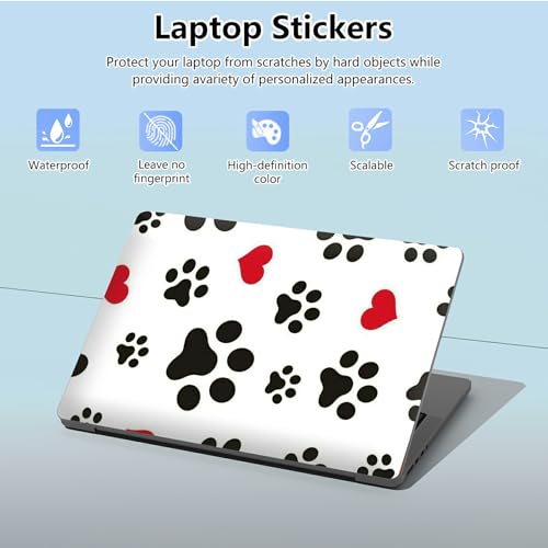 Universal Laptop Skin Sticker with 2 Wrist Pad Skins, Waterproof Scratch Resistant Vinyl Laptop Cover Decal, Cut to Fit for 11–15.6 Inch MacBook HP Dell Lenovo, Dog Paws Print - color: Dog Paws Print