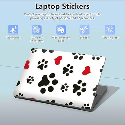 Universal Laptop Skin Sticker with 2 Wrist Pad Skins, Waterproof Scratch Resistant Vinyl Laptop Cover Decal, Cut to Fit for 11–15.6 Inch MacBook HP Dell Lenovo, Dog Paws Print - color: Dog Paws Print