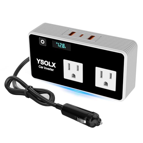 YSOLX 300W Car Power Inverters for Vehicles | Car Inverter 12V to 110V With 3 USB Fast Charger And Car Plug Adapter Outlet for Laptop Computer Charger - size: 300W