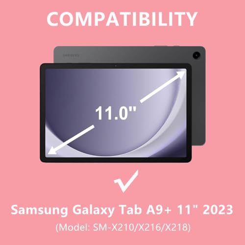 Keyboard Case for Samsung Galaxy Tab A9 Plus 5G 11 inch 2023 (SM-X210/X216/X218), 7 Color Backlit Detachable Keyboard Bluetooth, Smart Folio Cover with S Pen Holder for Galaxy Tab A9+ 11"(Dark Pink) - color: Dark Pink