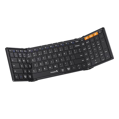 ProtoArc Foldable Bluetooth Keyboard, XK01 Full-Size Portable Wireless Keyboard for Travel, 105 Keys, 0.65" Keycaps, Multi-Device Sync for iPad Tablet Smartphone Laptop PC Windows iOS Android, Black - color: Black