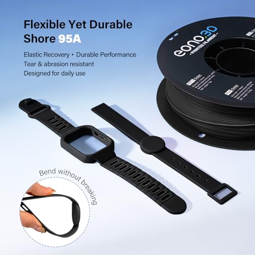 TPU Filament Matte 95A 1.75mm, 1kg - Shore 95A Flexible & Durable TPU, Matte Black，Low-Gloss Matte Finish, Minimal Layer Lines, for Phone Cases, Wearables & Functional Parts - color: Matte Black Tpu