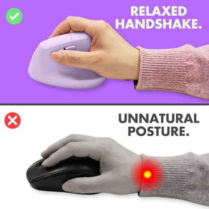 X9 Performance Wireless Vertical Ergonomic Mouse - (BT + 2.4Ghz) - Click in Comfort - Up to 4000 DPI, 6 Button, Rechargeable - Bluetooth Ergonomic Vertical Mouse Wireless - for Mac and PC - Purple - color: Purple