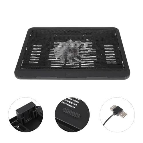 Silent Laptop Cooling Pad with USB Fans, 14-inch Black Laptop Riser Stand for Desk Use, Tablet Cooling Stand Compatible with Notebooks and Portable Computers
