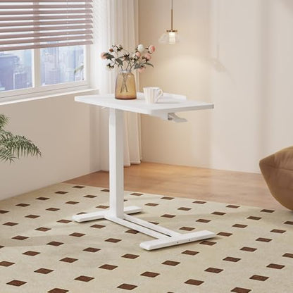 32''Pneumatic Overbed 90°Tilting Bedside Table,Small Standing Desk | 31.5" W x 17.7" D, White Rolling Bedside Table,Hospital BedTable,Medical Bedside Table,Overbed Table with Wheels,Mobile Desk - color: White, size: 3218