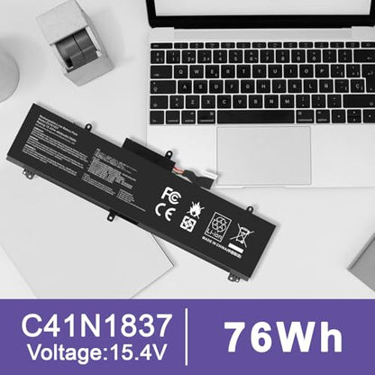 TREE.NB 76Wh C41N1837 Laptop Battery for ASUS ROG Zephyrus GA502 GA502D GA502DU GA502GU GA502IV GU502 GU502DU GU502GV GU502LU GU502LW GU502LV GX502LXS GX502GV GX502GW GU532 GX532 GX532GV GX532GW - size: 11.3x3.81x0.5inch C41N1837