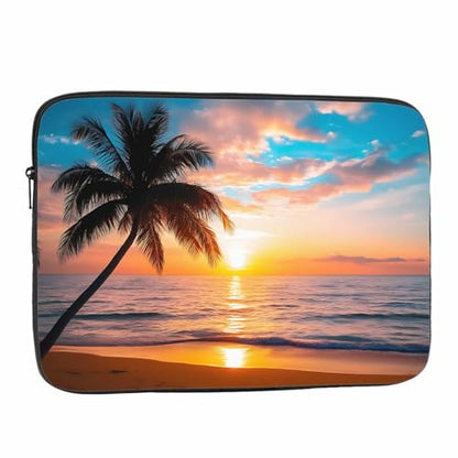 Laptop Sleeve Bag 15.4 15.6 Inch,Palm Trees Tropical Sea Beach Sunset Protective Polyester Computer Cases Laptop Cover Briefcase Bag Tablet Travel Cover - color: LPS-007