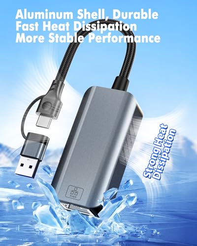 5gb USB to Ethernet Adapter - 5000Mbps USB-A & USB C to RJ45 Network Converter 5g Fast LAN Ethernet Dongle for MacBook Air/Pro, HP, XPS, Laptop, Surface, iPad, iPhone 17/16/15 and Android Phone - color: 5gb