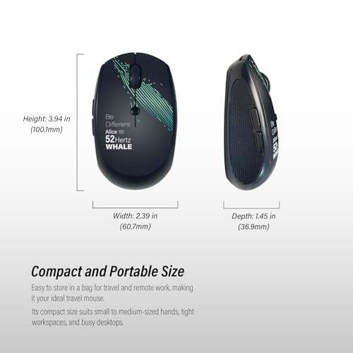 Wireless Mouse (Bluetooth+2.4G) Rechargeable Portable Silent Computer Mouse with Quiet Click and 3 DPI for Laptop/PC/Mac/MacBook/Chromebook/Surface Pro/iPad/Tablet (Whale1) - color: Whale1