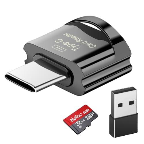 Type C Micro SD Card Reader, BorlterClamp USB C TF Card Reader Adapter with Keychain, Compatible with MacBook, iPhone 15,Laptops, Galaxy Phones and More - color: Black, size: USB C card reader & USB A adapter