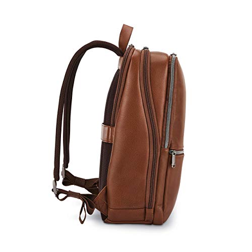 Samsonite Classic Leather Slim Backpack - color: Cognac