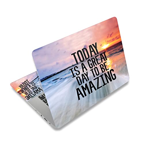 Laptop Skin Sticker,13.3 14 15 15.4 15.6 inch Laptop Skins,Universal Vinyl Decal,Dustproof Scratch Resistant Reusable Cover Protector with Free 2 Wrist Pads (Orange and Gray) - color: orange and gray