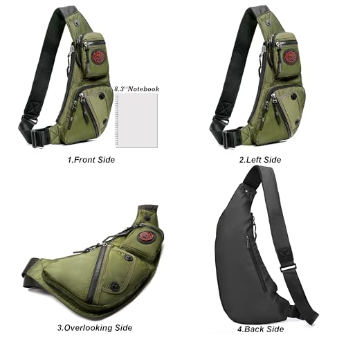 NICGID Sling Bag Chest Shoulder Backpack Crossbody Daypack for Men Women | Travel Outdoor Hiking Concealed Carry Fishing Fanny Tool Small Casual - color: Army Green-2620n