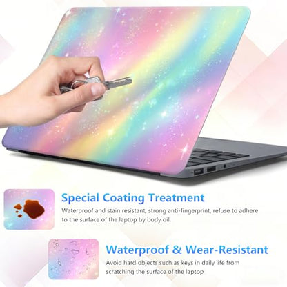 Laptop Skin Sticker Decal 15-15.6 Inch with Cute Mouse Pad, Universal Reusable Vinyl Sticker for 12.1 13 13.3 14 15.4 Inch Netbook and Notebook PC, Rainbow Glitter Art - color: Rainbow Glitter Art