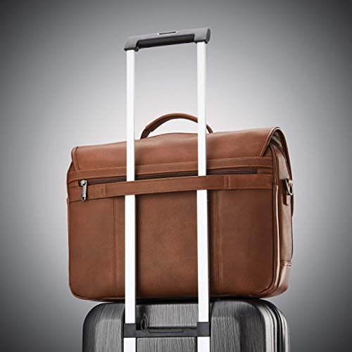 Samsonite Classic Leather Flapover - color: Cognac