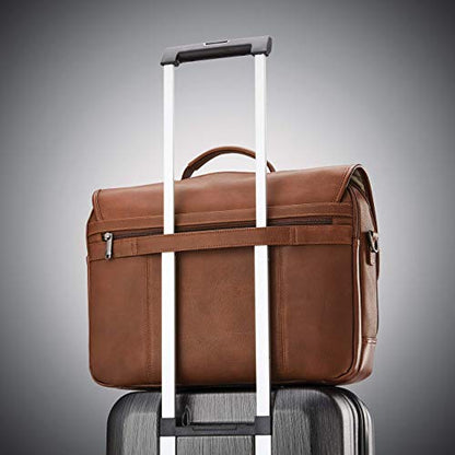 Samsonite Classic Leather Flapover - color: Cognac