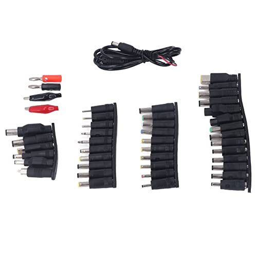 45PCS Laptop DC Power Adapter Universal Power Supply Plug Kit with 5.5 x 2.1mm Female Base DC Power Adapter Tips Notebook Power Head