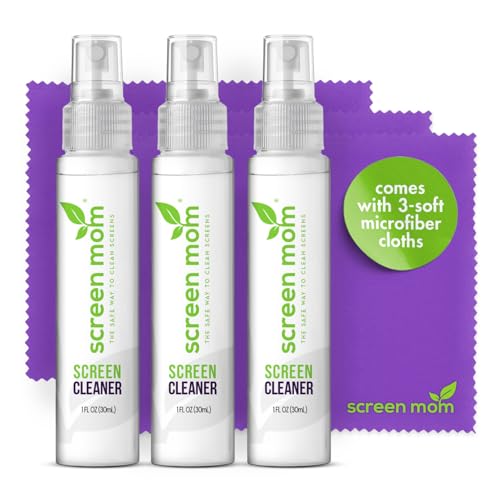 Screen Cleaner Spray 3 Pack-3x1oz for TV, Car, Laptop & Computer | Streak-Free Cleaning, Glass & OLED Safe, Alcohol & Ammonia Free, Includes 3-Microfiber Cloths, Removes Fingerprints & Smudges - size: 1oz Pack of 3