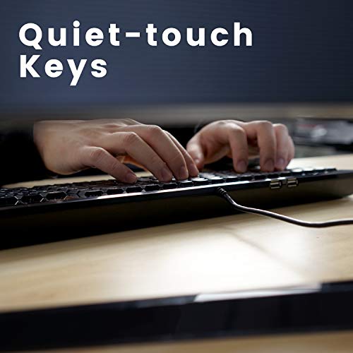 Perixx PERIBOARD-220H, Wired Compact USB Keyboard with 2 Hubs - Build-in Numeric Keypad - Black - US English