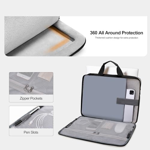MOSISO 360 Protective Laptop Shoulder Bag, Double Layer Fluffy Padded Laptop Bag with Anti-theft Zipper - color: Black, size: 13.3 inch
