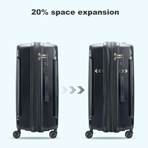 Nazhura Luggage Set, 3-Piece Hardside Suitcase Set, 20-inch Carry On, 24-inch, 28-inch Luggage - color: Grey