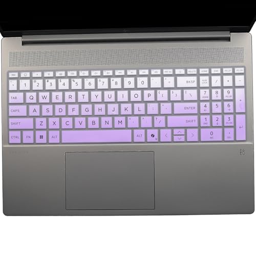 2 PCS Keyboard Cover for HP 15.6" 15-fc 15-fd 15z-fc000 15-fd0083wm 15t-fd000,HP OmniBook 5 AI 16" 16-ag 16-af 16-ba 16-bc 16z-ag100 16z-bc100 Series Laptop 16-af1037nr 16-bc1047nr-OPurlple+Clear - color: OPurlple+Clear