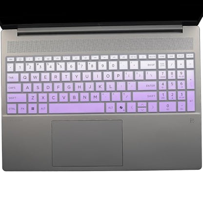 2 PCS Keyboard Cover for HP 15.6" 15-fc 15-fd 15z-fc000 15-fd0083wm 15t-fd000,HP OmniBook 5 AI 16" 16-ag 16-af 16-ba 16-bc 16z-ag100 16z-bc100 Series Laptop 16-af1037nr 16-bc1047nr-OPurlple+Clear - color: OPurlple+Clear