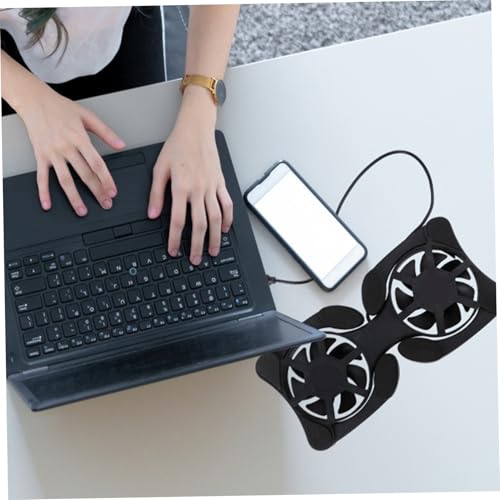 BESPORTBLE Portable Laptop Cooling Pad with Dual USB Fans Foldable Lightweight Notebook Cooler Stand for Efficient Heat Dissipation and Enhanced Computer Performance Material No External