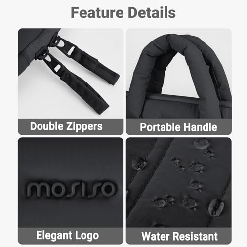 MOSISO Laptop Case 14 inch, 14 inch Puffy Laptop Sleeve Compatible with HP Lenovo Dell ASUS Acer, HP Stream, Dell Latitude, Lenovo IdeaPad, Rectangle Quilted Carrying Bag with Bow&Handle, Black - color: Black, size: 14 inch
