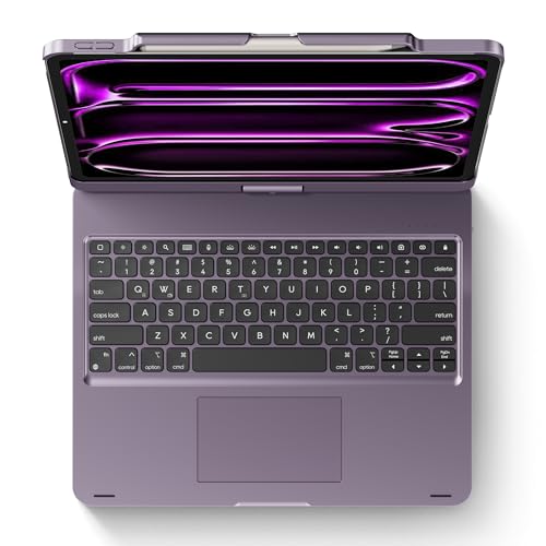 Keyboard Case iPad Air 13 inch, Pro 13 and Pro 12.9" (6th-3rd Gen) Purple | Pekarejue 360 Rotatable, Trackpad, Backlit, Pencil Holder, Fit iPad Air 13 M4 M3 M2, M5 M4 Pro 13"/12.9" (6th 5th 4th 3rd ) - color: Metallic Purple, size: iPad Air/iPad Pro (13"/