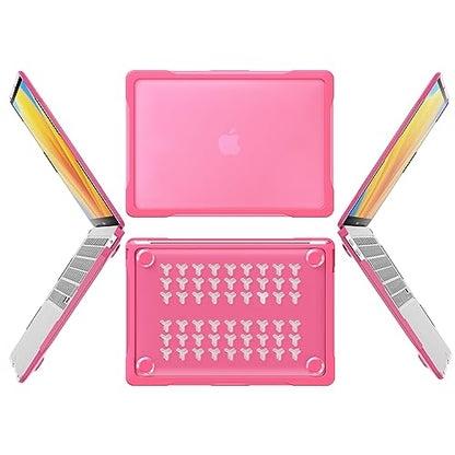 Batianda 4-in-1 Ultimate Case for MacBook Air 13 Inch 2018-2020, Pink | Fits M1/Intel Models A2337/A2179/A1932, Lightweight Slim Design, Carbon Fiber Side Texture, Matte Translucent Hard Shell - color: Pink