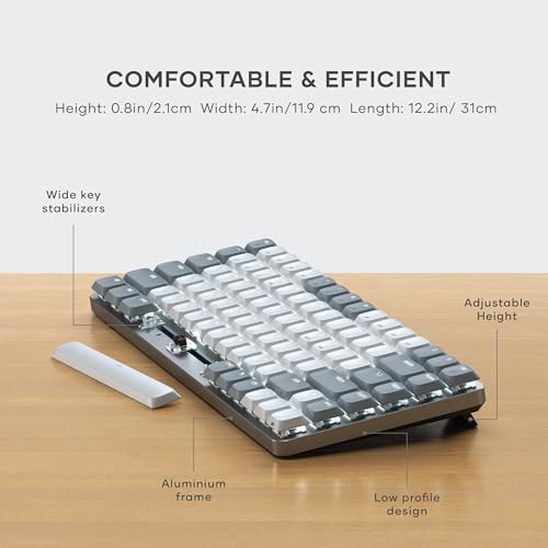 Satechi SM1 75% Mechanical Keyboard, Backlit Bluetooth, Light Gray/White | 84 Keys, Compact Wireless, Gaming, for Mac and Windows - color: Light Gray/White, size: 84 Keys