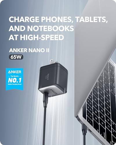 Anker Nano USB C Charger,65W GaN II PPS Fast Compact Foldable Charger for MacBook Pro, Galaxy, Dell, iPhone 17/16, iPad Pro, and More | For iPhone 17/17 Plus/17 Pro Max/16/16 Plus/16 Pro Max/15 Pro Max/iPad Pro, MacBook Pro and More