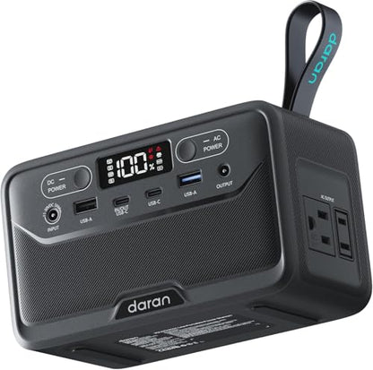 2026 Portable Power Station 89.6Wh LiFePO4 Battery, Solar Power Bank with AC Outlet 100W/110V, USB-C PD Two-Way Fast Charging Small Generator for Laptop, Camping, Home Backup, Office, TSA Approved - color: Black