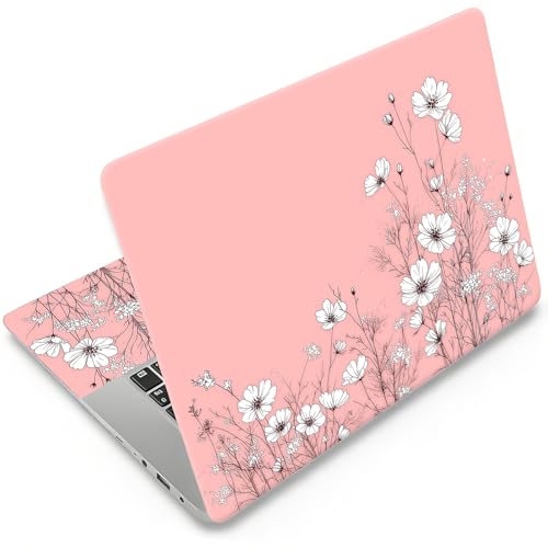 DEGDFSGR 12.1-15.6 Inch Universal Reusable Laptop Skin Sticker Decal, Waterproof Removable Protector for Notebook Cover, Scratch-Resistant Vinyl Cuttable Full Wrap Sticker, Pink Cosmos Flower - color: Pink Cosmos Flower