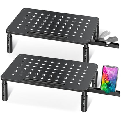 Zimilar 2 Pack Monitor Stand , 3 Height Adjustable Stand with Star Mesh | for Computer, Laptop, Printer, Notebook, iMac, Premium Metal Monitor Risers for 2 Monitors