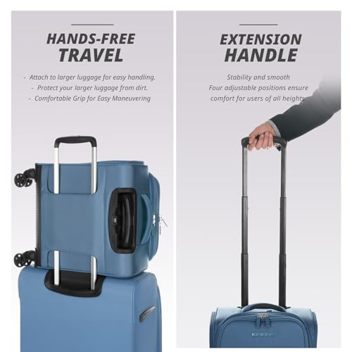 Verage Underseat Carry On Luggage with Wheels,14.5-Inch Plus Underseat | Personal Item Bag,Airline Approved, Laptop Compartment, USB Charging Port - color: Coast Blue, size: 14.5-Inch Plus Underseat