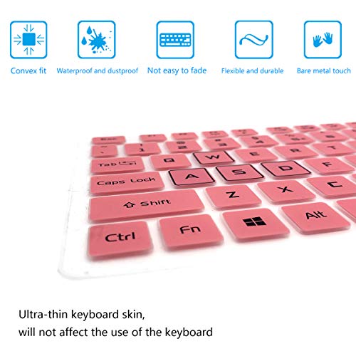 2Pack Keyboard Cover for Acer Nitro 5 AN515-43/44/45/54/55/56/57/58 AN517-51/52/53/54, Nitro 7 AN715-51/52 17.3", Acer Predator Helios 300 PH315-52/53/54/55 PH317-53/54 15.6" 17.3" US Laptop - color: Pink+Clear
