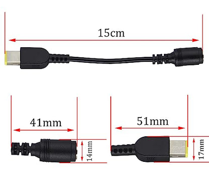 DC 7.9mmx0.9mm to Square Interface Plug Converter DC7.9mm x 5.5mm to Square tip Power Converter Cable Laptop Power Adapter Compatible for Le-no-vo Think-Pad I-B-M [2pack-7909] - color: DC7909F