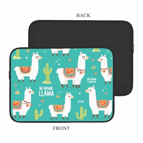 Laptop Sleeve Bag 15.4 15.6 Inch,Cute White Llama Cartoon Alpaca Cactus Green Protective Polyester Computer Cases Laptop Cover Briefcase Bag Tablet Travel Cover - color: LPS-004