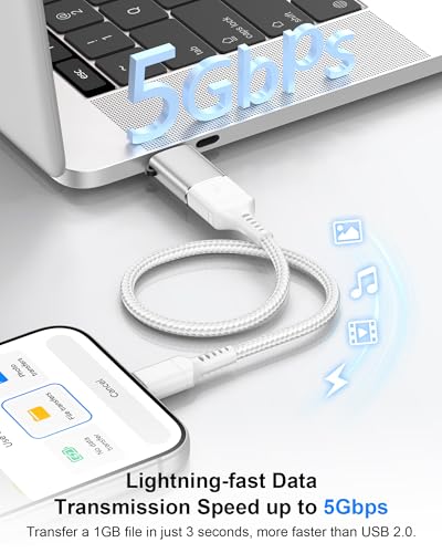 USB-C to USB-A Adapter, 5Gbps USB C Male to USB 3.0 Female OTG Converter | High-Speed Data Transfer & Fast Charging, USB Type-C Connector for iPhone 17 16 15, Samsung Galaxy S26 S25, iPad, MacBook Pro