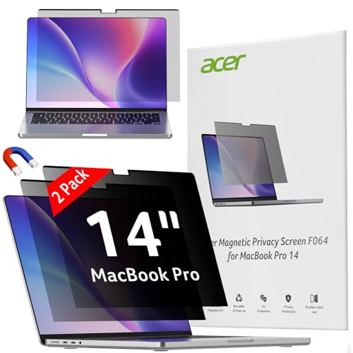 Acer [2 Pack Laptop Privacy Screen for MacBook Pro 14 Inch (2021-2024 M1, M2, M3, M4), Eye Protection Anti Spy/Glare Blue Light Computer Monitor Privacy Filter, Dual-sided Magnetic & Removable - color: Macbook Pro 14"