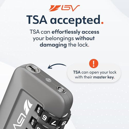 TSA Accepted Luggage Travel Lock, Set-Your-Own Combination Lock for School Gym Locker, Luggage Suitcase Baggage Locks, Filing Cabinets, Toolbox, Case (Slate Gray, 4 Pack) - color: Slate Gray 4-Pack