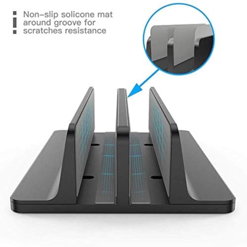 Universal Laptop Vertical Stand, Dual Desktop Adjustable Notebook Stand (up to 17.3 inches) for Samsung/HP/Dell/Chrome Book laptops (Black) - color: Black